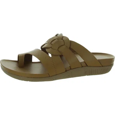 Baretraps Julianne Womens Faux Leather Slip On Slide Sandals In Brown