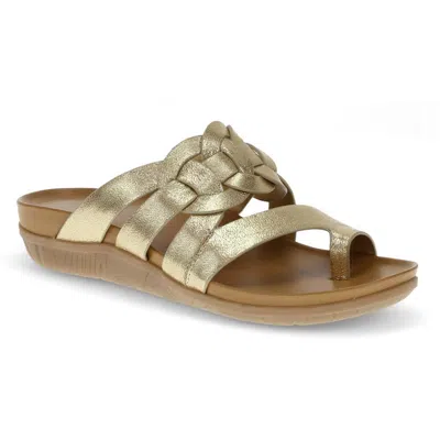 Baretraps Julianne Womens Strappy Manmade Slide Sandals In Old Gold