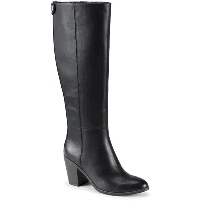 Baretraps Kiara Womens Block Heel Faux Leather Knee-high Boots In Black