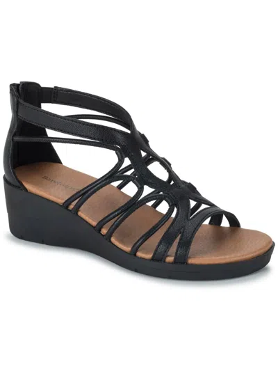 Baretraps Kitra Womens Faux Leather Strappy Wedge Sandals In Black