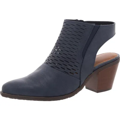 Baretraps Langley Womens Block Heel Faux Leather Booties In Blue