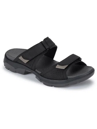 Baretraps Leella Womens Faux Leather Slide Sandals In Black