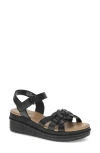 Baretraps Lena Womens Wedge Casual Footbed Sandals In Black