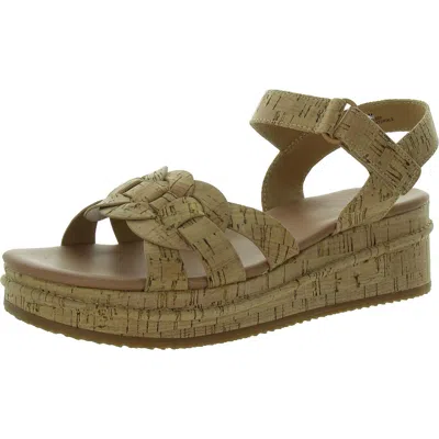 Baretraps Lena Womens Adjusable Wedge Slingback Sandals In White