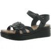 Baretraps Lena Womens Wedge Casual Footbed Sandals In Black