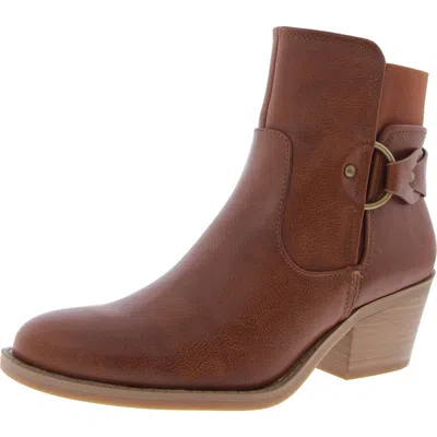 Baretraps Luella Womens Faux Leather Zip Up Ankle Boots In Cognac
