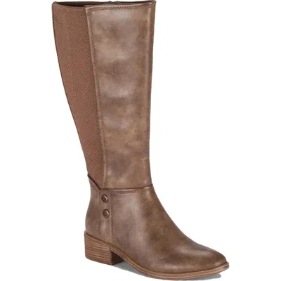 Baretraps Madelyn Womens Faux-leather Block Heel Knee-high Boots In Gray