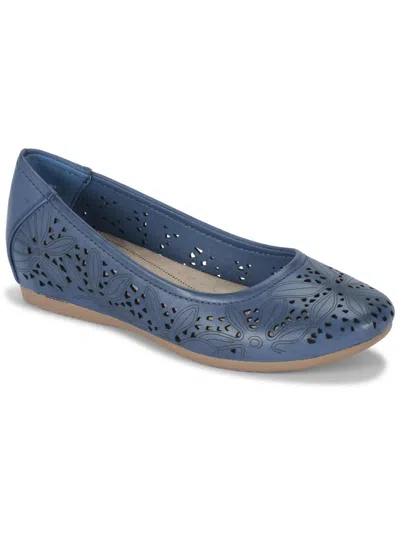 Baretraps Mariah Womens Faux Leather Slip On Ballet Flats In Blue