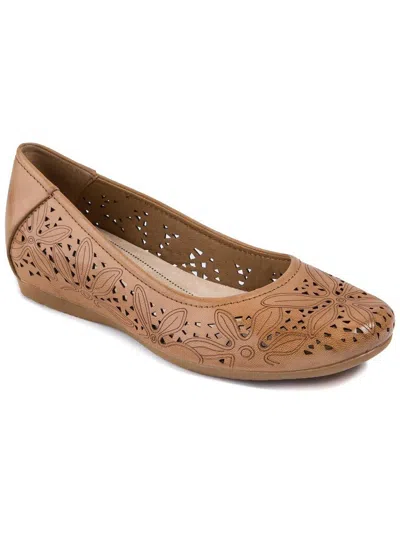 Baretraps Mariah Womens Faux Leather Slip On Ballet Flats In Brown
