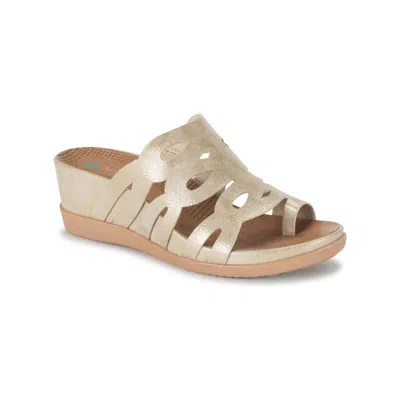 Baretraps Men's  Demetra Sandals Gold Faux Leather Slip-on Hawk2661 In Neutral