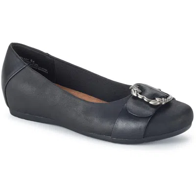 Baretraps Milady Womens Faux Leather Metallic Ballet Flats In Black