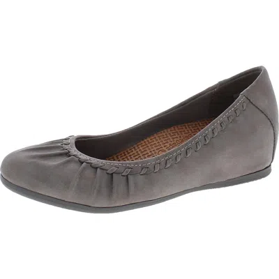 Baretraps Norma Womens Faux Leather Slip On Ballet Flats In Silver