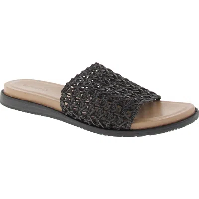 Baretraps Noya Womens Woven Manmade Slide Sandals In Black