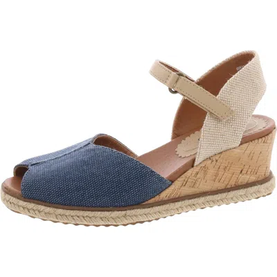 Baretraps Odetta Womens Adjustable Canvas Wedge Sandals In Blue