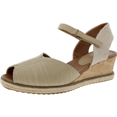 Baretraps Odetta Womens Textured Slingack Wedge Sandals In Gold