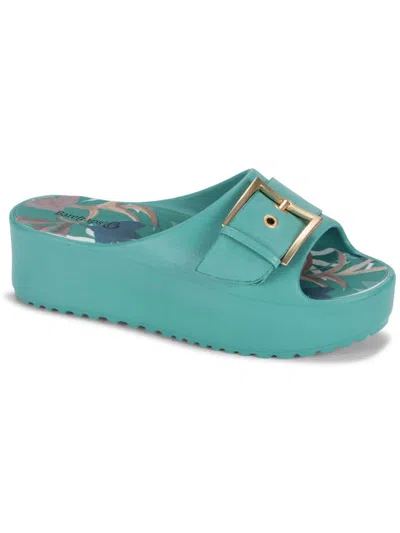 Baretraps Pacey Womens Faux Leather Platform Flatform Sandals In Taffy Teal
