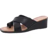 Baretraps Paige Womens Criss-cross Faux Leather Slide Sandals In Black