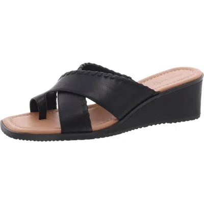Baretraps Paige Womens Criss-cross Faux Leather Slide Sandals In Black