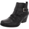 Baretraps Rebel Womens Faux Leather Block Heel Ankle Boots In Black