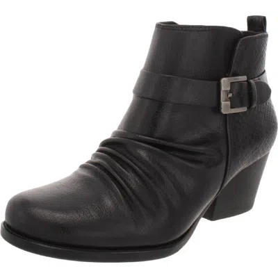 Baretraps Rebel Womens Faux Leather Block Heel Ankle Boots In Black