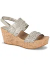 Baretraps Rene Womens Cork Platform Wedge Sandals In White