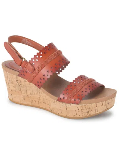Baretraps Rene Womens Faux Leather Cork Platform Sandals In Cayenne