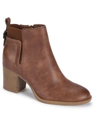 Baretraps Rhoslyn Womens Faux Leather Almond Toe Ankle Boots In Brown