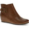 Baretraps Serena Womens Faux Leather Ankle Wedge Boots In Cognac