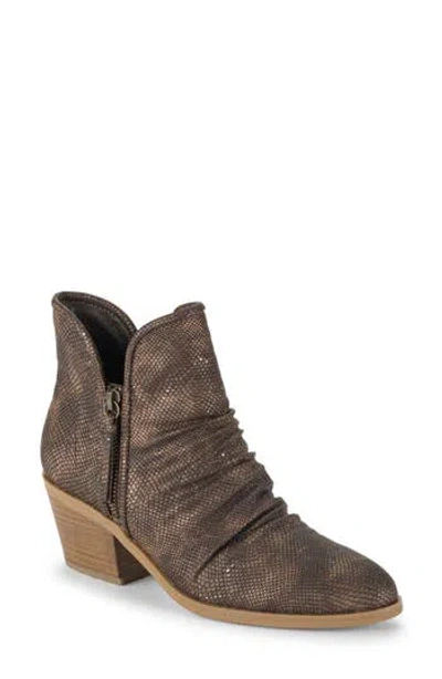 Baretraps Serentiy Snakeskin Scrunch Block Heel Bootie In Brown