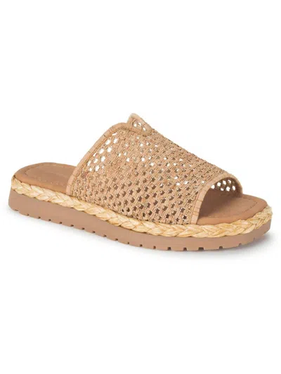 Baretraps Tasmine Womens Square Toe Flat Slide Sandals In Gold