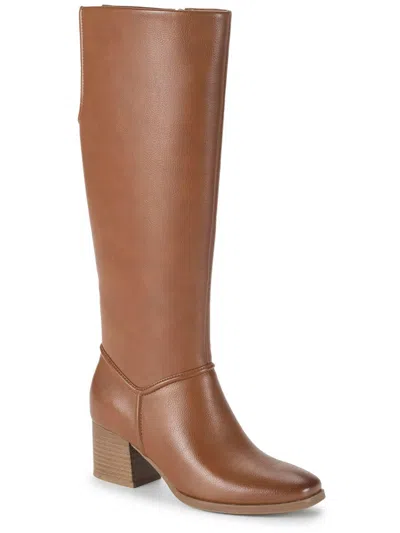 Baretraps Thalia Womens Faux Leather Almond Toe Knee-high Boots In Brown