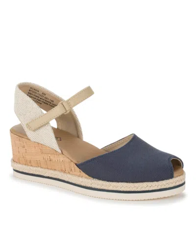 Baretraps Women's Acadia Peep Toe Wedge Sandals In Navy Blue