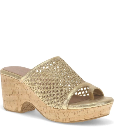 Baretraps Bethie Womens Open Toe Heels Wedge Sandals In Old Gold