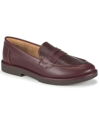 Baretraps Calli Croc Embossed Faux Leather Loafer In Burgundy