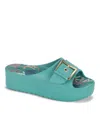 Baretraps Pacey Womens Faux Leather Platform Flatform Sandals In Taffy Teal