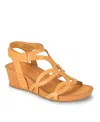 Baretraps Raeanne Womens Faux Leather Snake Pattern Wedge Sandals In Sun