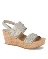 Baretraps Rene Womens Faux Leather Cork Platform Sandals In Champagne