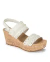 Baretraps Rene Womens Faux Leather Cork Platform Sandals In Cream