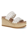 Baretraps Sophie Womens Woven Faux Leather Wedge Sandals In White