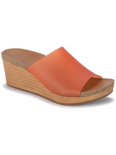 Baretraps Yalissa Womens Solid Man Made Wedge Sandals In Orange