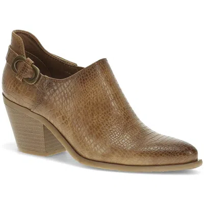 Baretraps Yanah Womens Block Heel Embossed Booties In Dark Almond