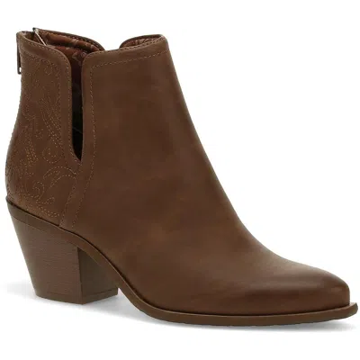 Baretraps Yara Womens Block Heel Faux Leather Ankle Boots In Coffee