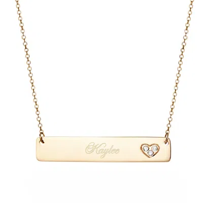 Bargainbazaar 14k Gold Bar Nameplate Necklace With Diamond Heart