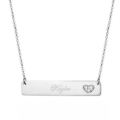 Bargainbazaar 14k White Gold Bar Nameplate Necklace With Diamond Heart