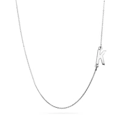 Bargainbazaar 14k White Gold Sideways Initial Necklace