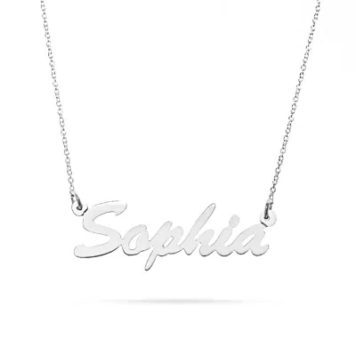 Bargainbazaar 14k White Gold Thin Script Nameplate Necklace - 16 Inches