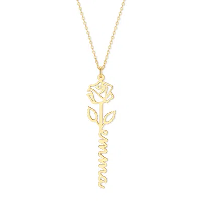 Bargainbazaar Birth Flower Name Necklace - Gold / June-rose