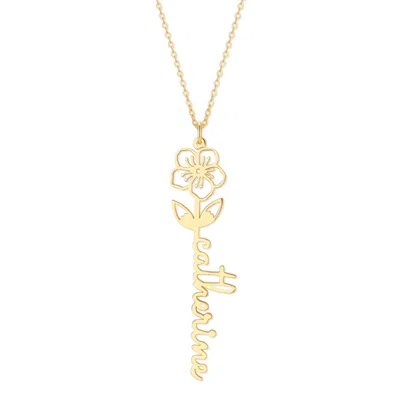 Bargainbazaar Birth Flower Name Necklace - Gold / March-cherry Blossom