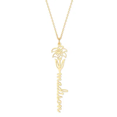 Bargainbazaar Birth Flower Name Necklace - Gold / May-lily