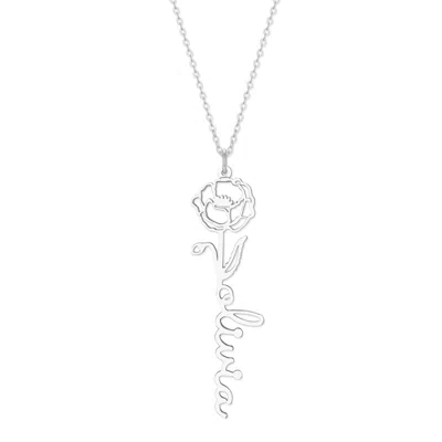 Bargainbazaar Birth Flower Name Necklace - Silver / August-poppy